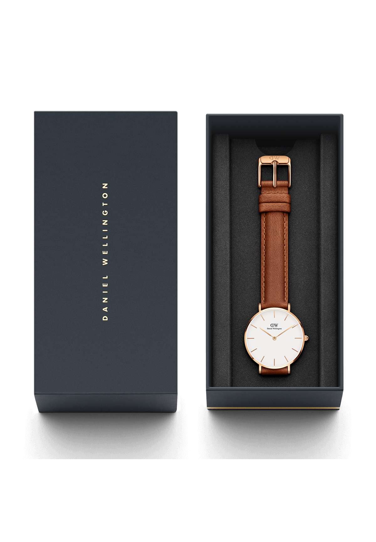 Daniel Wellington Leather Classic Petite Analog White Dial Women's Watch - Dw00100172, Band Color:Brown
