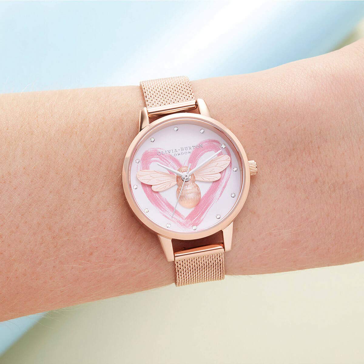 Olivia Burton You Have My Heart Analog White & BEE & Stone Dial Women's Watch-OB16FB01