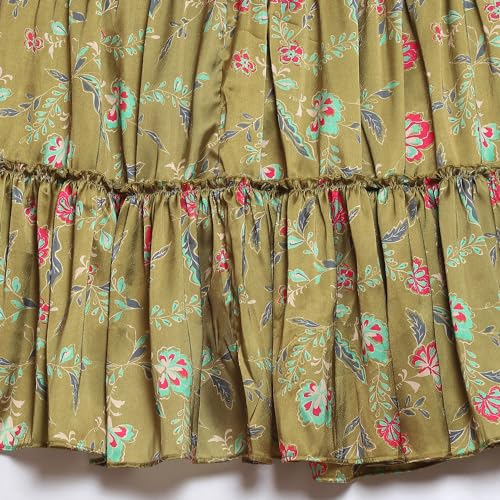 BIBA Women Cotton Blend Printed Straight Saree (Skdassorted9114_Green_38)