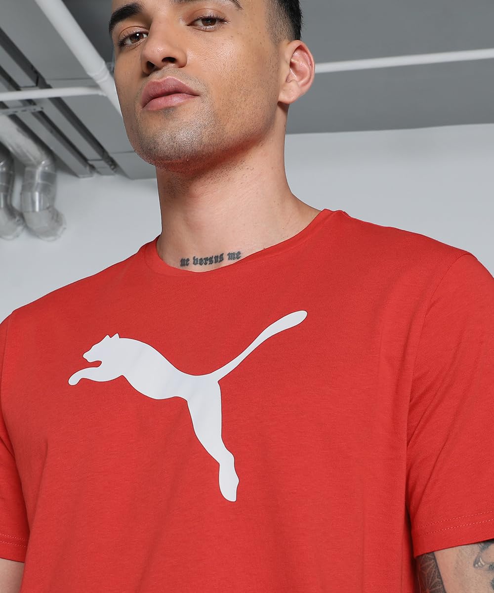 Puma Men's Printed Regular Fit T-Shirt (658705_Red-White