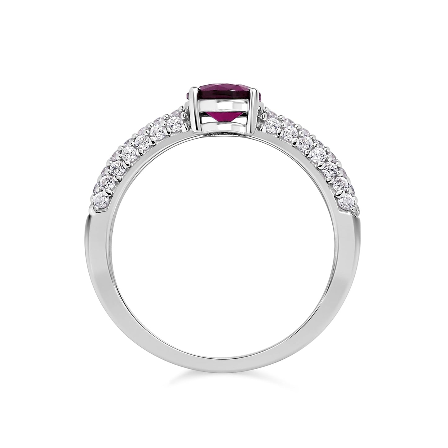 Ornate Jewels 925 Silver Red Ruby and American Diamond Finger Solitaire Ring for Women and Girls | With Certificate of Authenticity & 925 Stamp | Life-time Warranty*