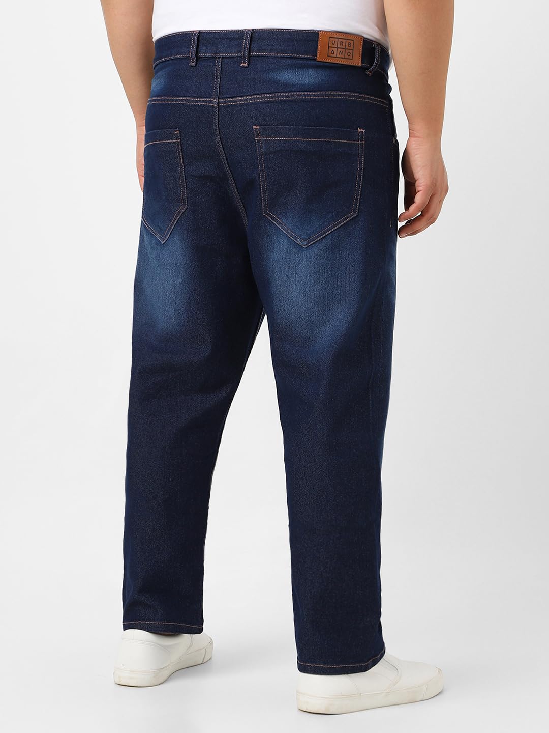 Urbano Plus Men's Dark Blue Regular Fit Washed Jeans Stretchable (plusavwhskrwhip-dblu-44)
