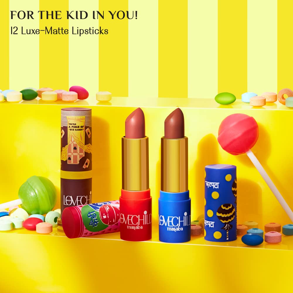 LoveChild Masaba - Mint-To-Be - Luxe Matte Lipstick, Keeps Lips Moisturised, Plum Cream, Long Stay Bullet Matte Lipstick,4ML