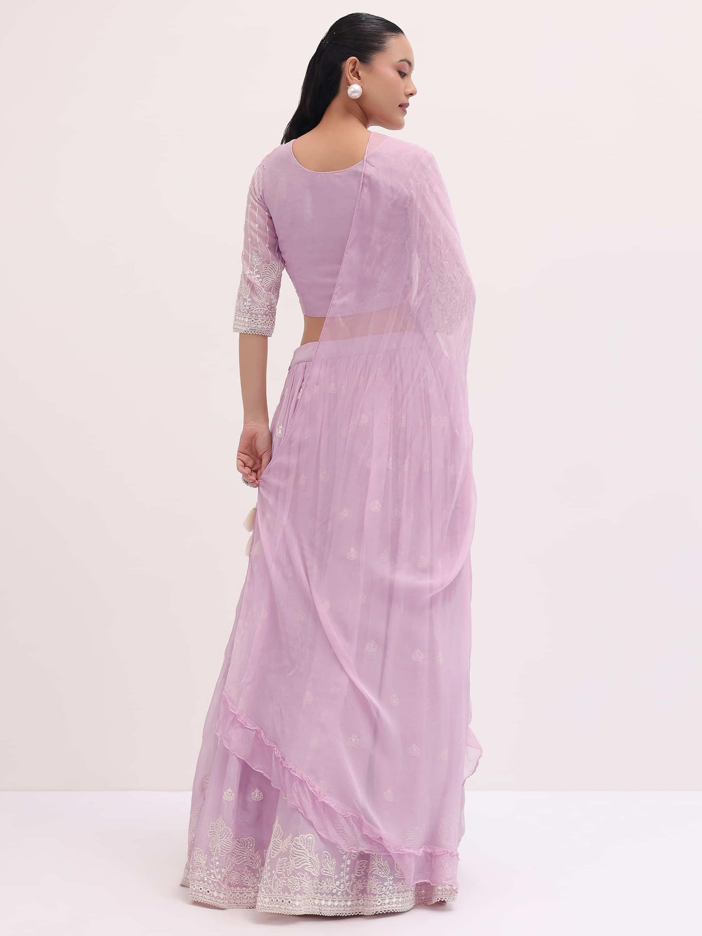 Zeel Clothing Women's Sequins Thread Embroidered Georgette Designer Semi Stitched Lehenga Choli With Dupatta (5127-Pink-Womens-Lehenga-Choli-Latest; Free Size) (Pink)