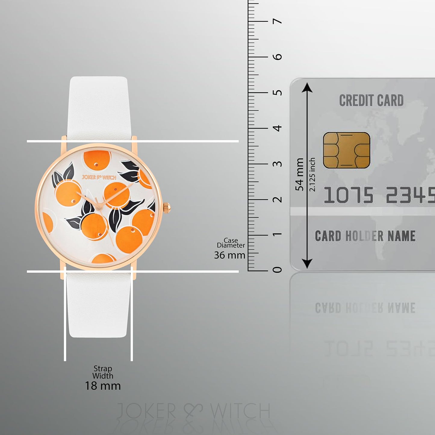 Joker & Witch Leather Women Zesty Orange White Dial Pu Strap Analog Watch, White Band
