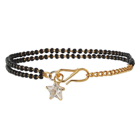 A-One Collection Black Designer Gold Plated Hand Bracelet Bangle Style Mangalsutra for Women
