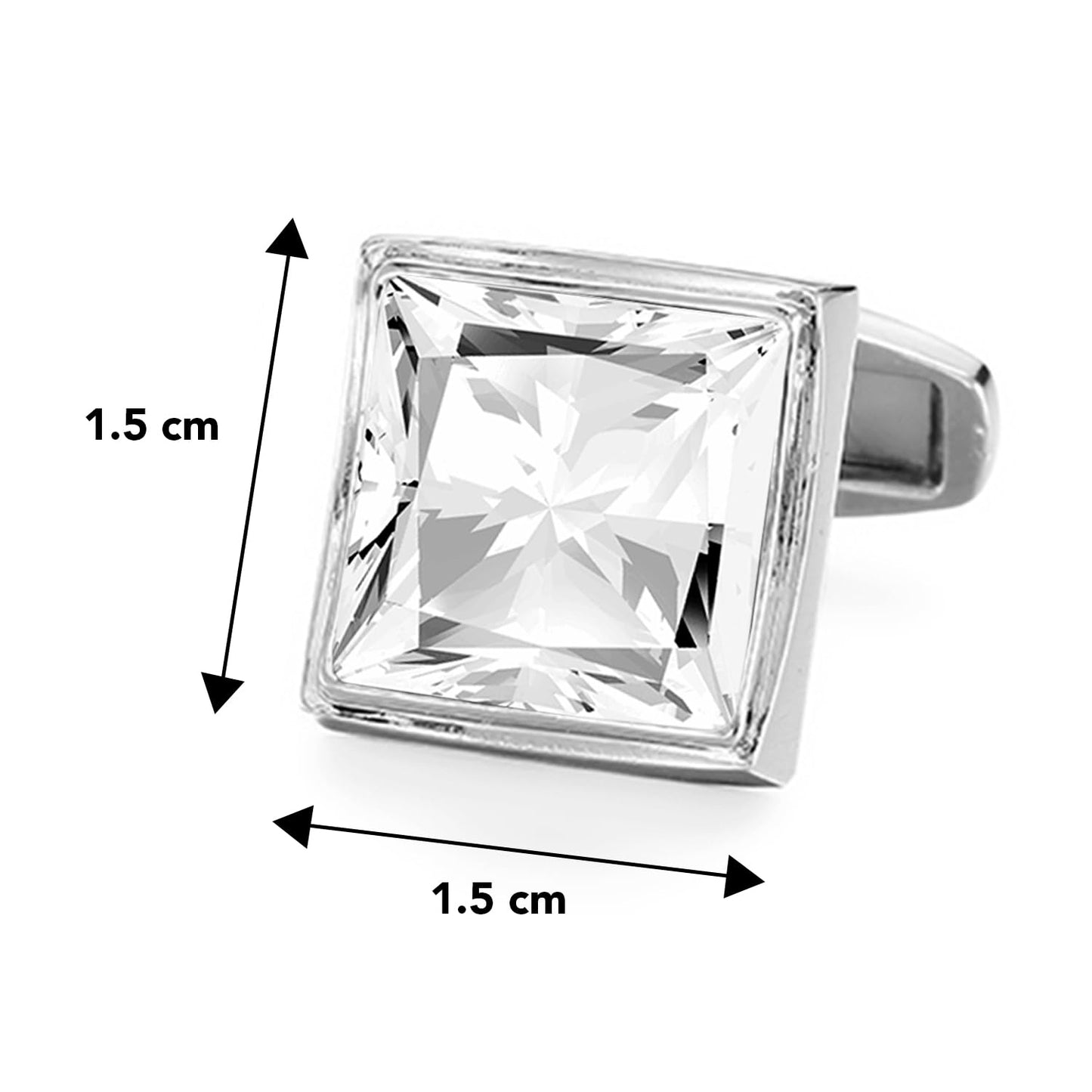Peora Silver Plated White Crystal Cufflinks Wedding Business Accessories for Men Boys - Valentines Gift for Him
