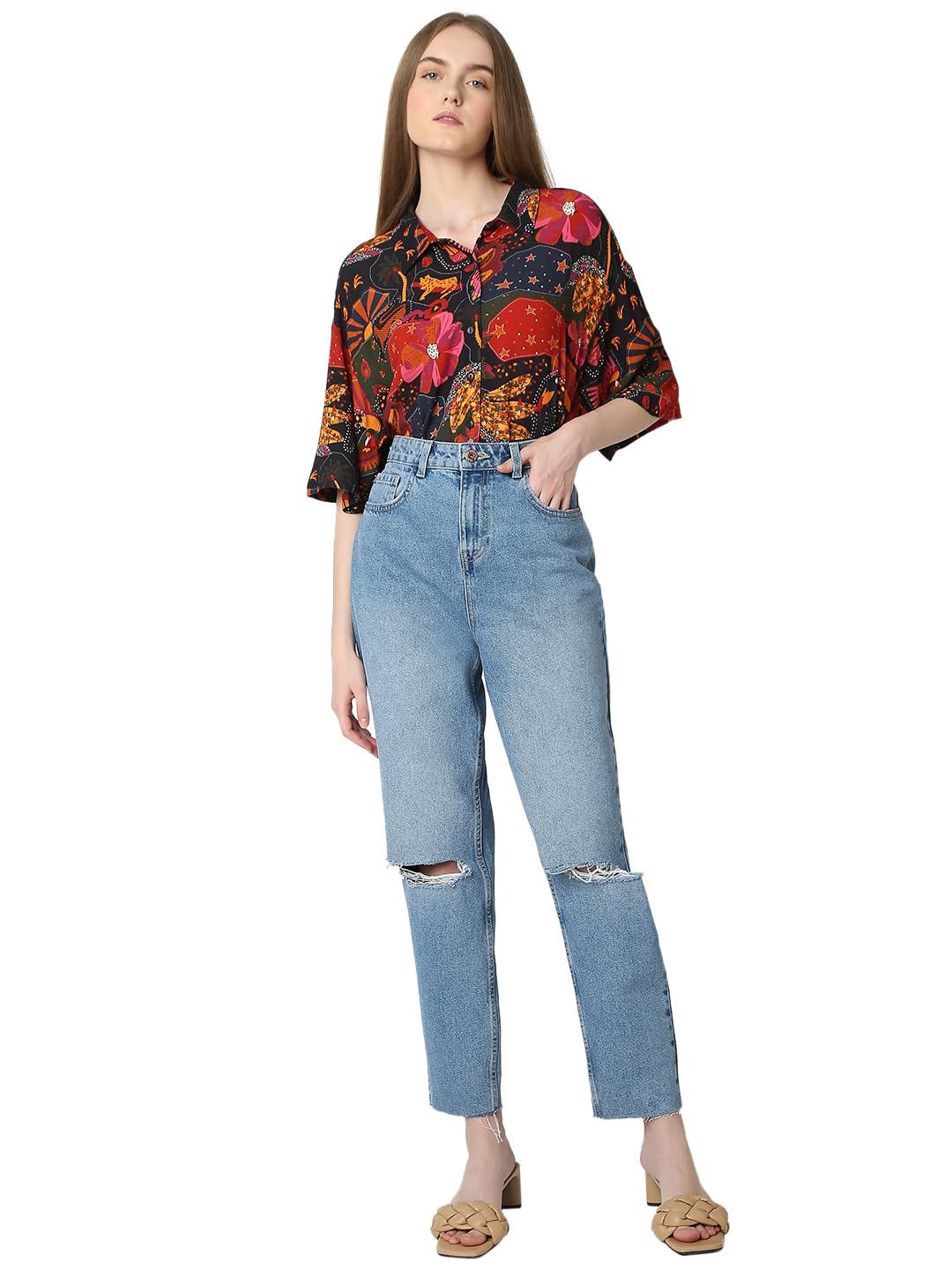 Vero Moda Women's Straight Jeans (10323913-Light Blue Denim_Light