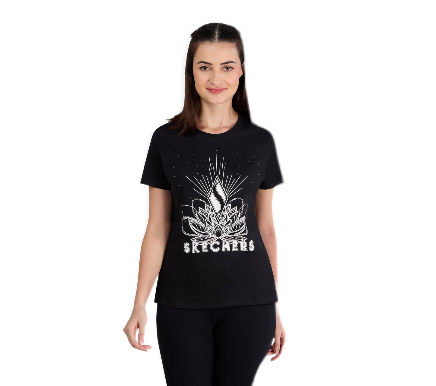 Skechers Womens Stud Embellished Round Neck Tshirt T-Shirts