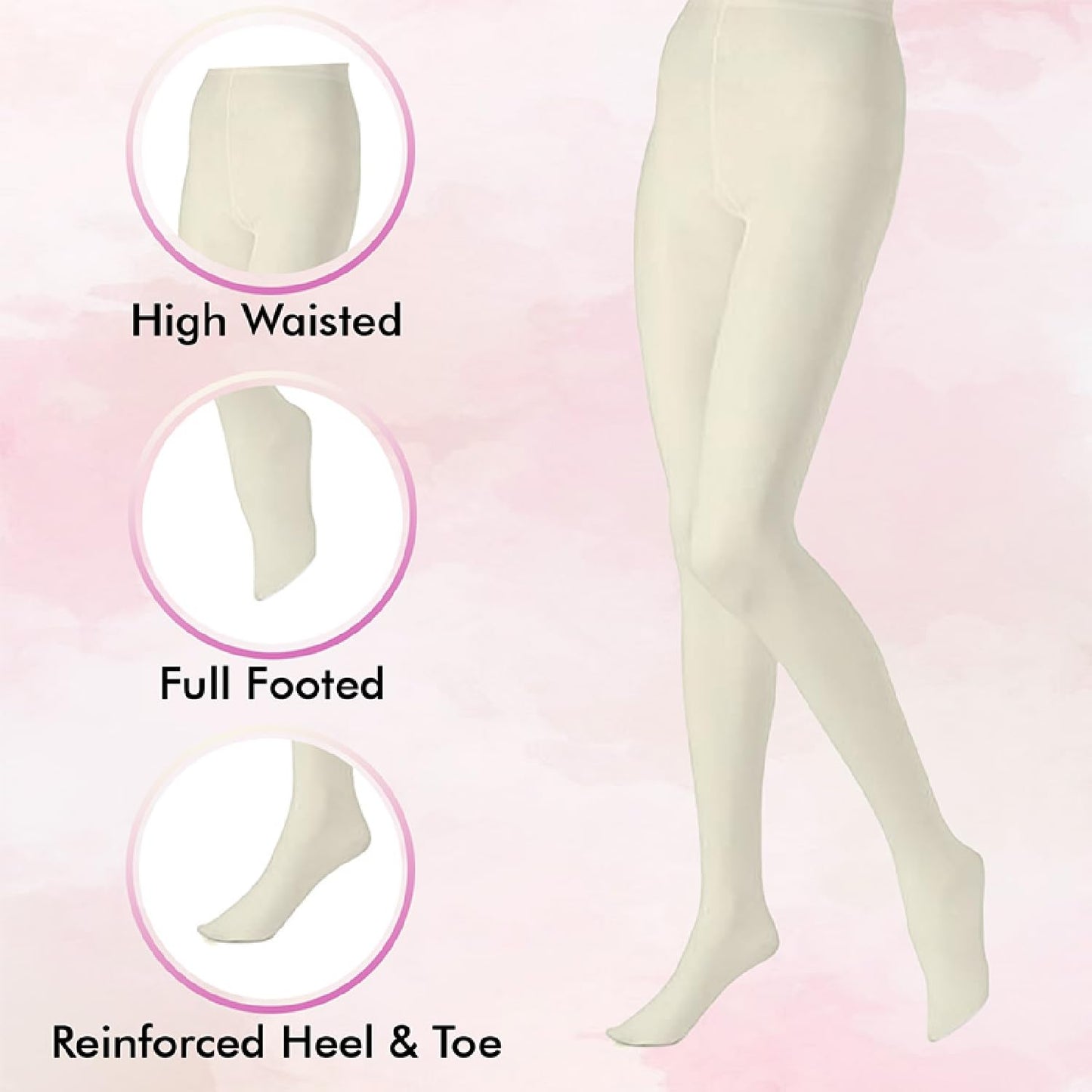 BODYCARE Girl's Cotton Spandex Tights, Made with Breathable, Anti Odour & Moisture Absorbent Combed Cotton, Ideal for Ballet/Dancing/Everyday Activity- Off White