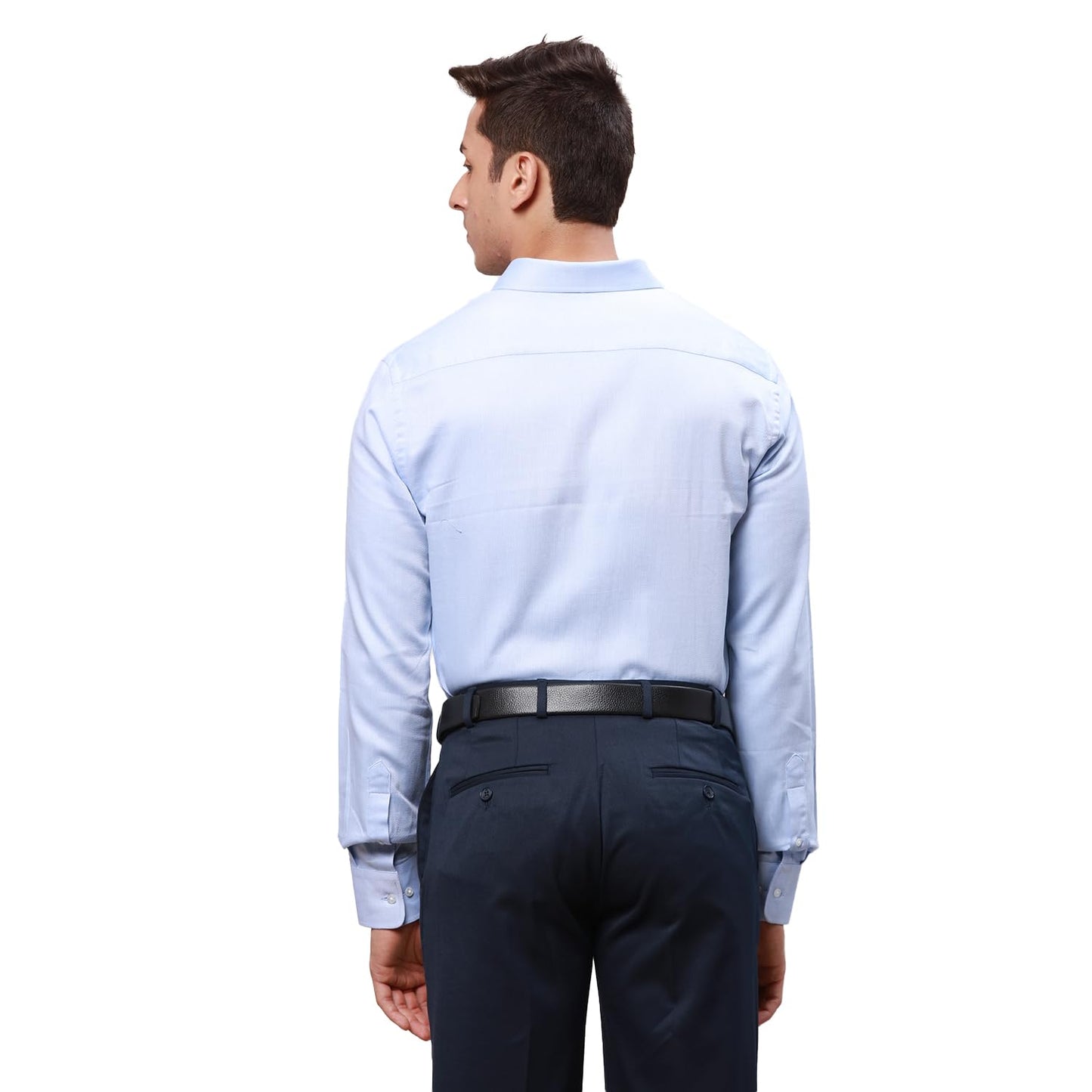 Park Avenue Men Slim Fit Structure Pattern Pure Cotton Semi Cutaway Collar | Full Sleeve Formal Shirt | Medium Blue