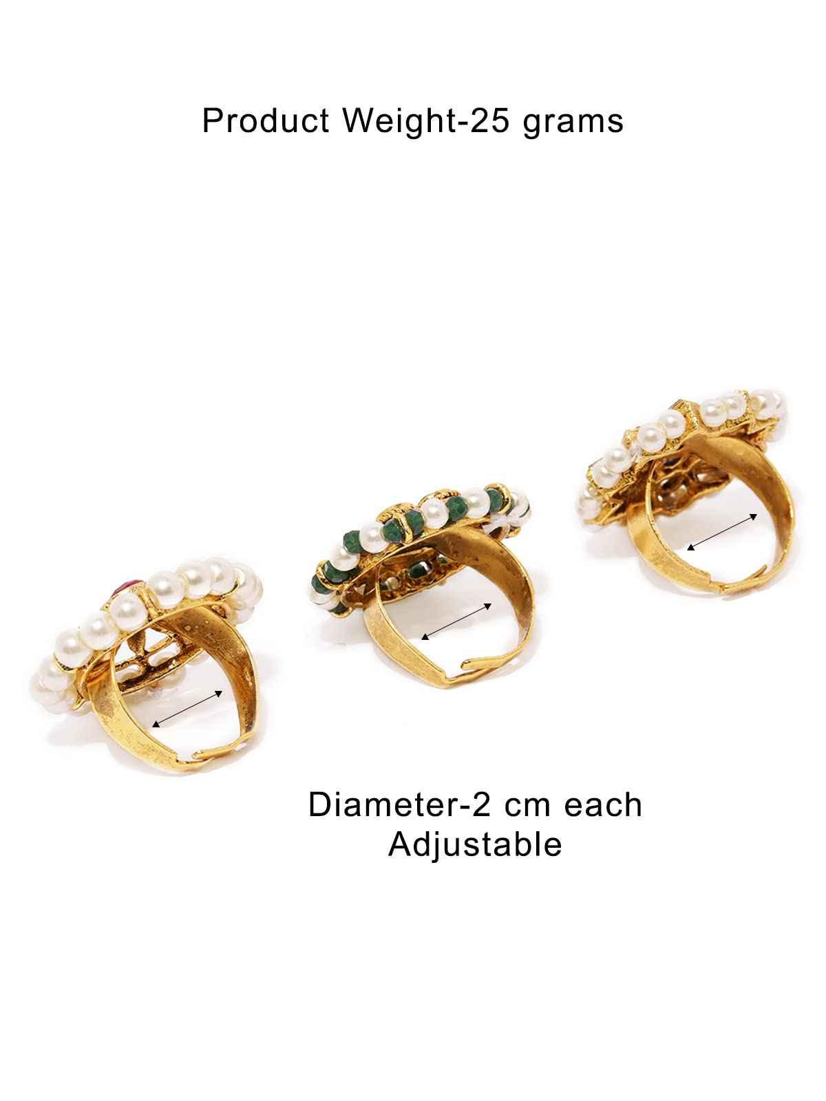 ZAVERI PEARLS Combo Of 3 Traditional Adjustable Finger Ring For Women-ZPFK8732