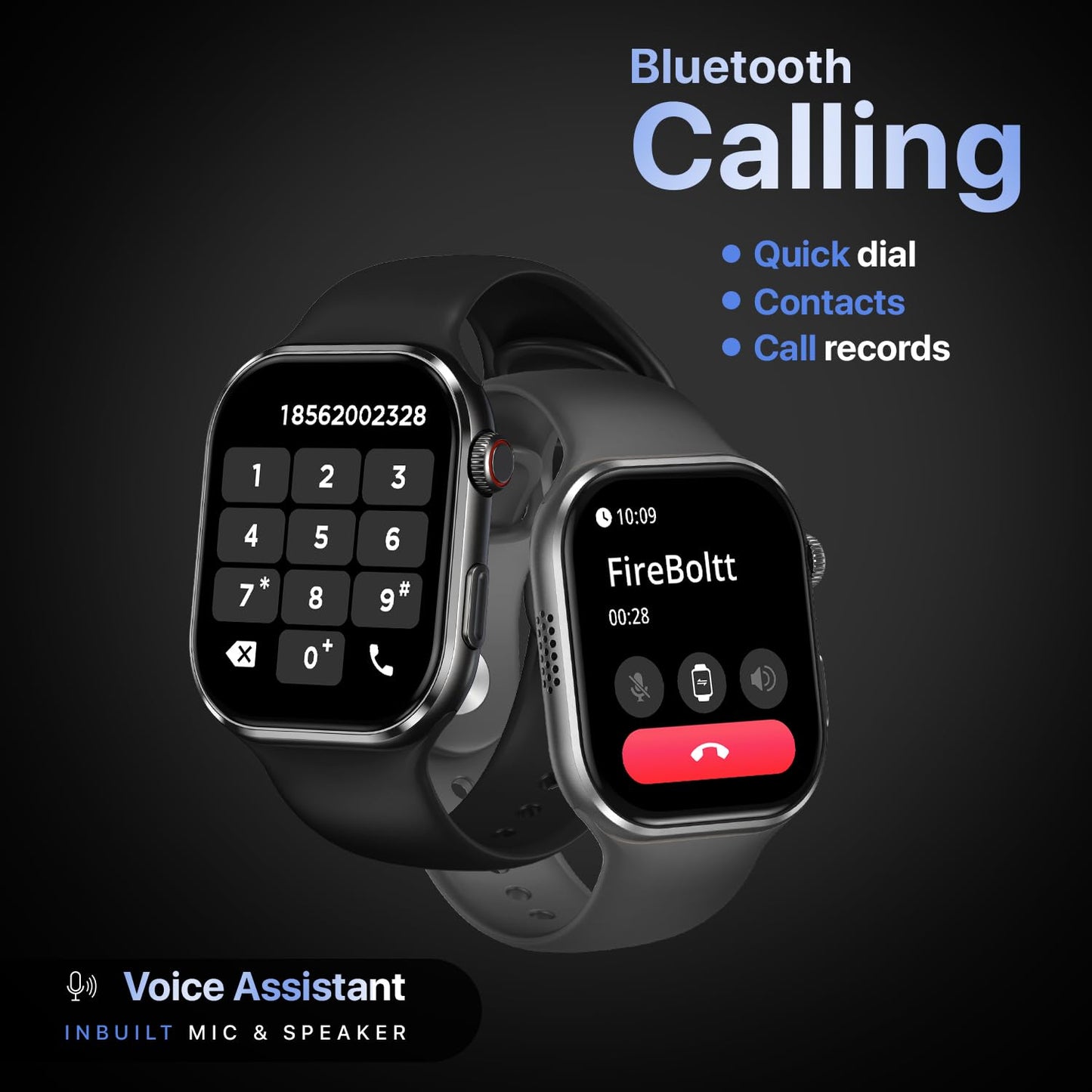 Fire-Boltt Brillia Smart Watch 2.02” Super AMOLED Display, Bluetooth Calling, SpO2, Heart Rate Monitor, 120+ Sports Modes, Fitness Tracker, Voice Assistant, Smart Watch for Man & Women– Black