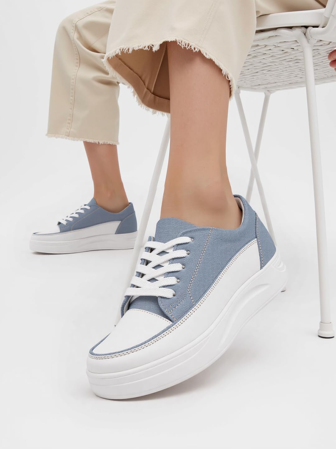 Vendoz Women Casual Denim Blue Sneakers I Cushioned Insole I All Day Comfortable I Lightweight and Stylish Shoes for Girls CNV7018BLU-40
