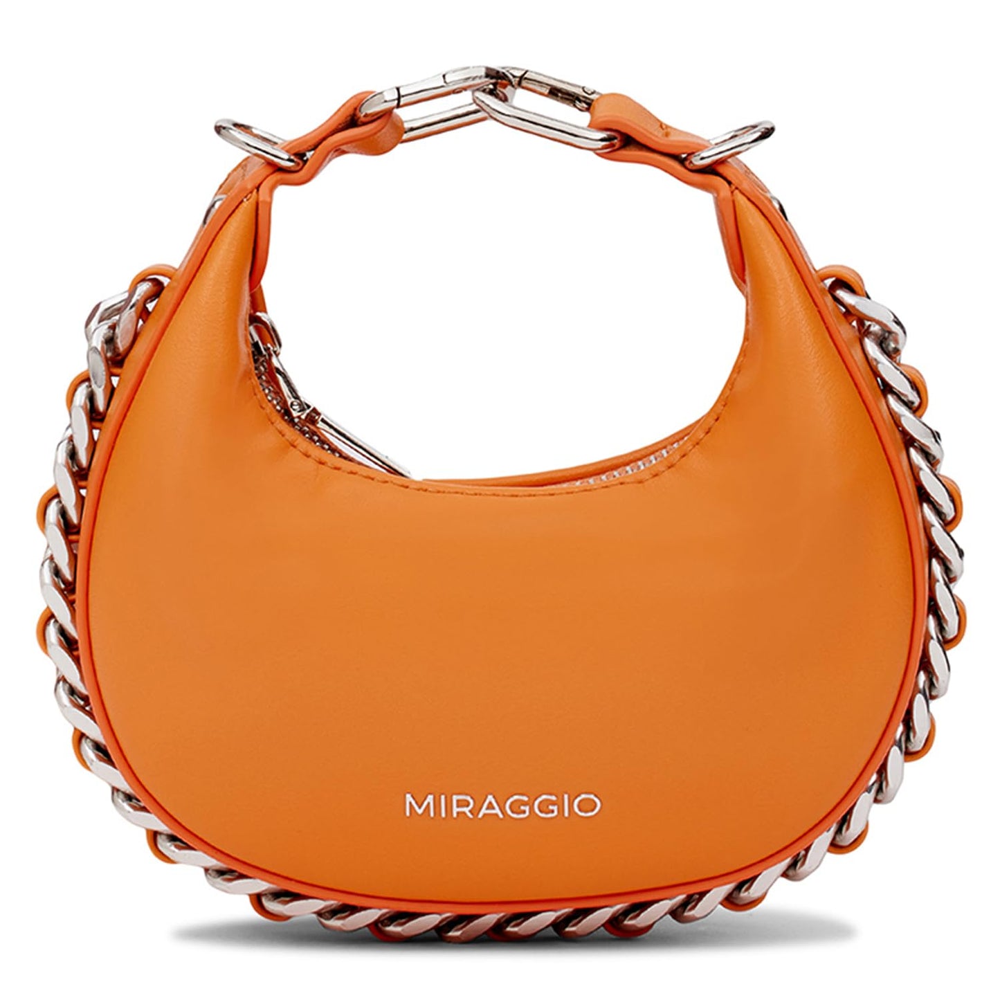 Miraggio Women Eve Mini Bag With Adjustable & Detachable Crossbody Sling Strap | Top Handle Half Moon Bag | Gift, Orange