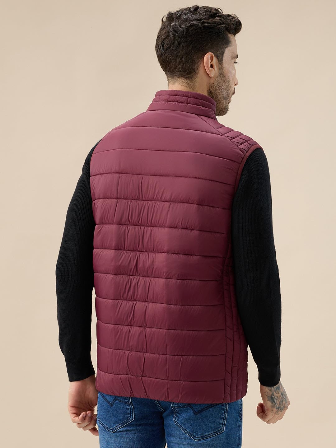 Status Quo Mens Solid Padded Sleeveless Mock Collar Regular Fit Jacket