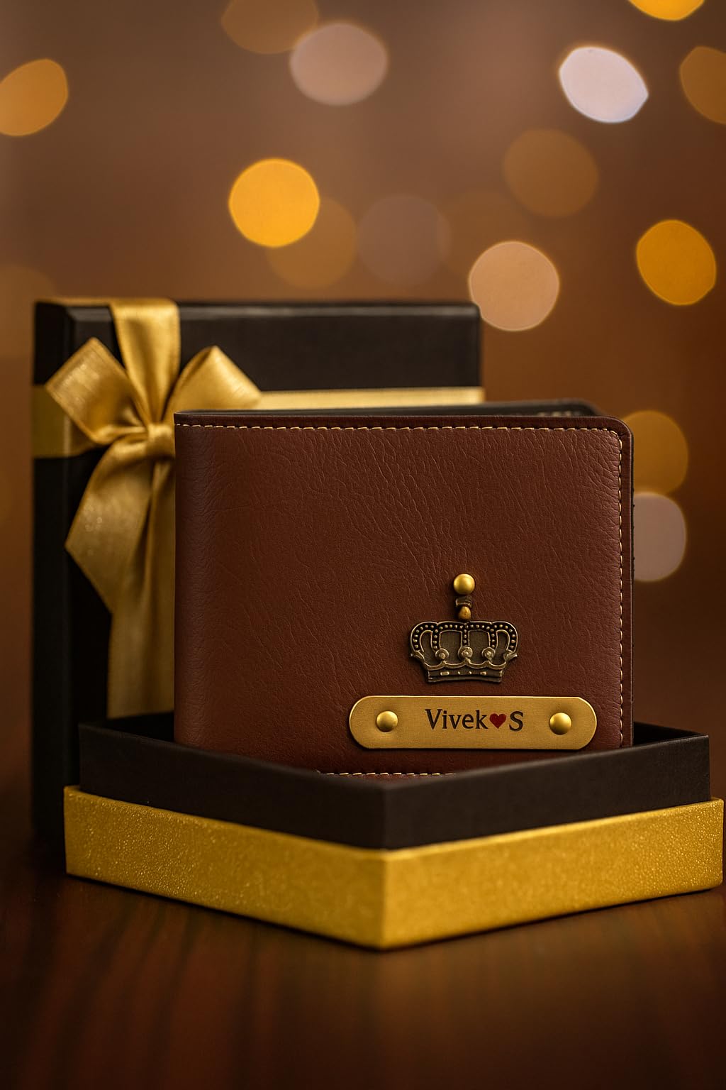 The Bae Gift Men Leather Personalized Wallet I Customized Slim Stylish Purse with Name & Charm I Unique Birthday Anniversary Gift Love Husband Employees Clients