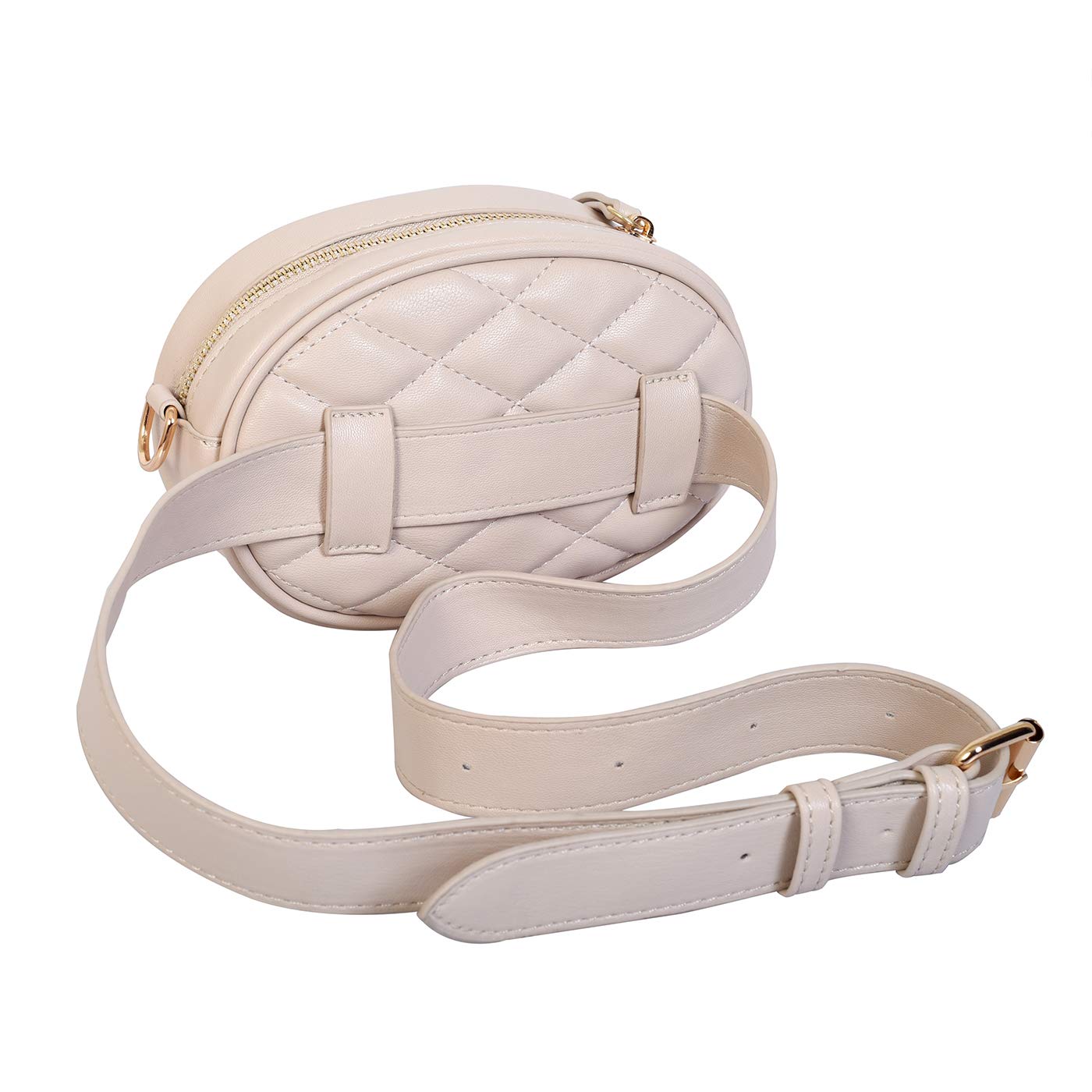 Lino Perros Womens Gold Synthetic Leather Sling Bag (OFFWHITE)