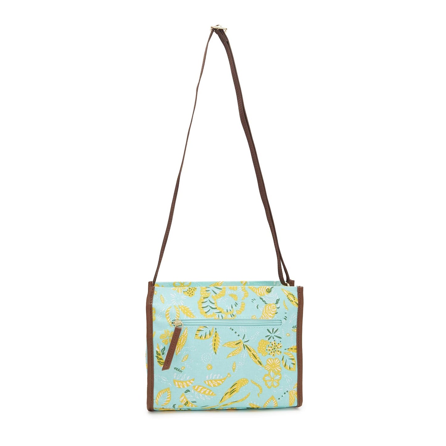 Caprese Women's Canvas Printed Pattern Hazel Sling Bag (Aqua, Medium)