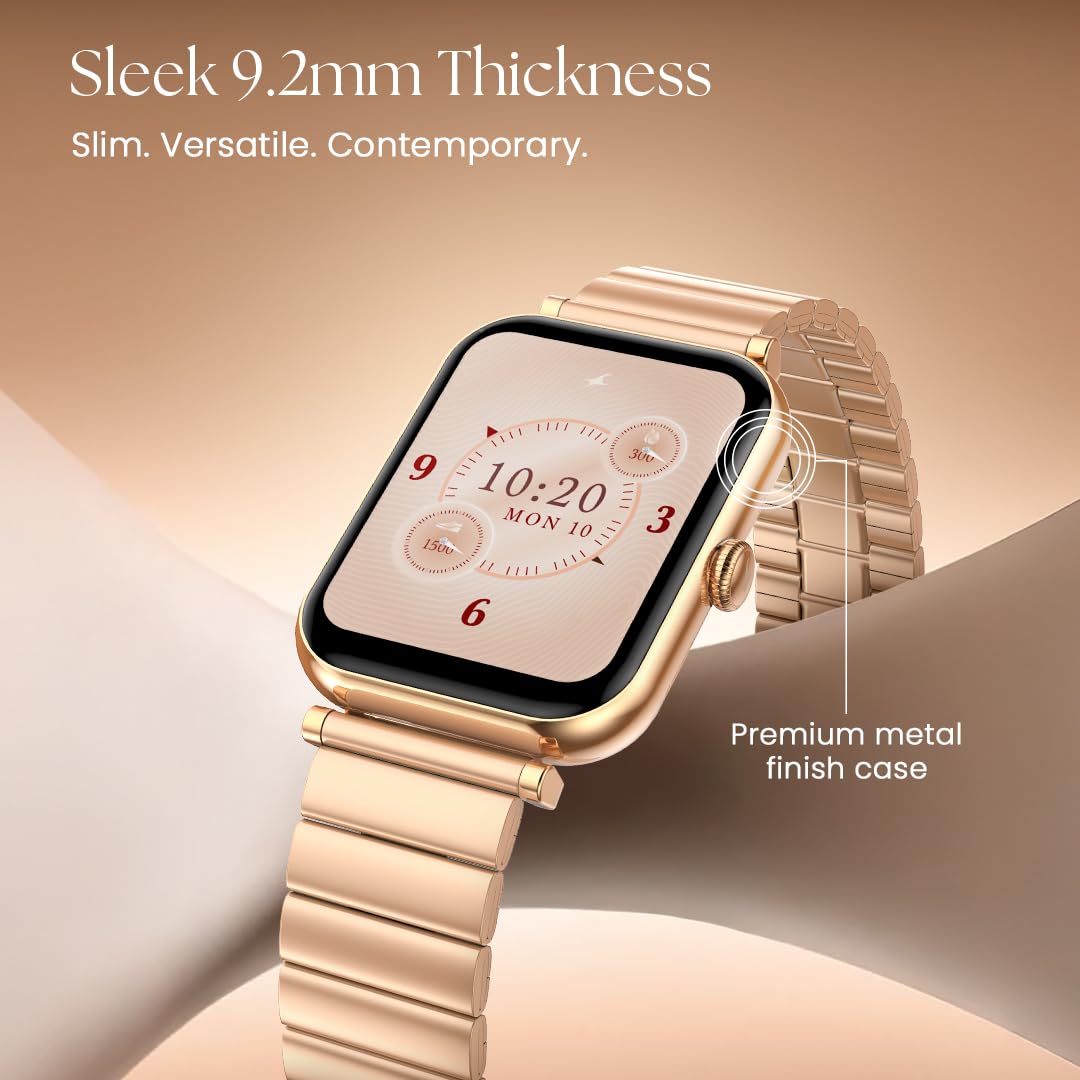 Fastrack Noir Charm Women Smart Watch 1.65" inch AMOLED Display,Sleek Design,AI Watchface & AI Chat,Functional Crown,24/7 Health Suite,BT Calling,SpO2,HRM,IP68, Multiple Menu Styles,Games - Rose Gold