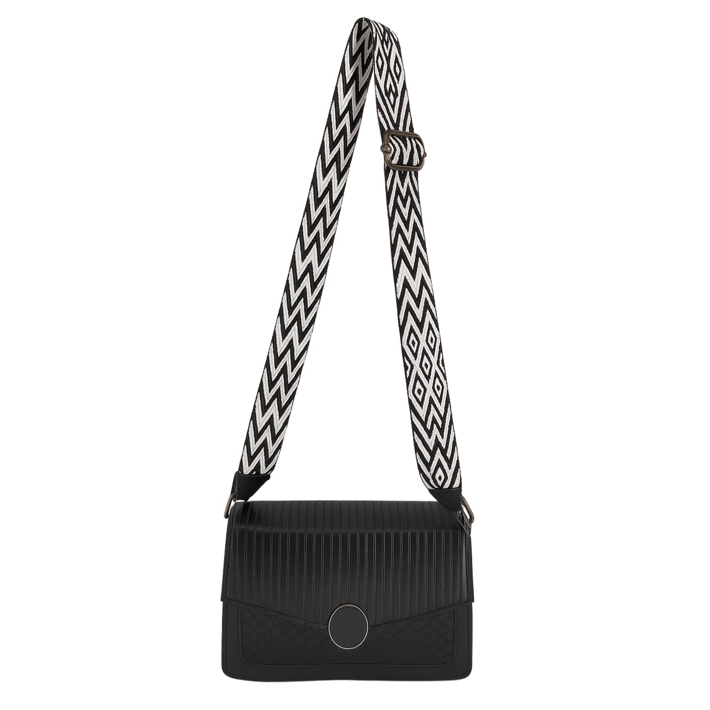 ITALISH Sling Bag For Women Leather Crossbody Small Handbags For Women Girls With Strap (Black Guitar Strap)