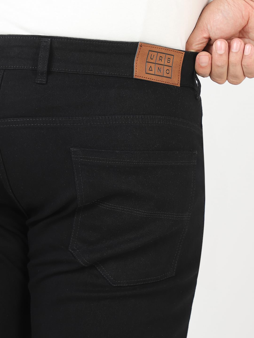 Urbano Plus Men's Black Regular Fit Washed Jeans Stretchable (plusmpsp-black-44-01)