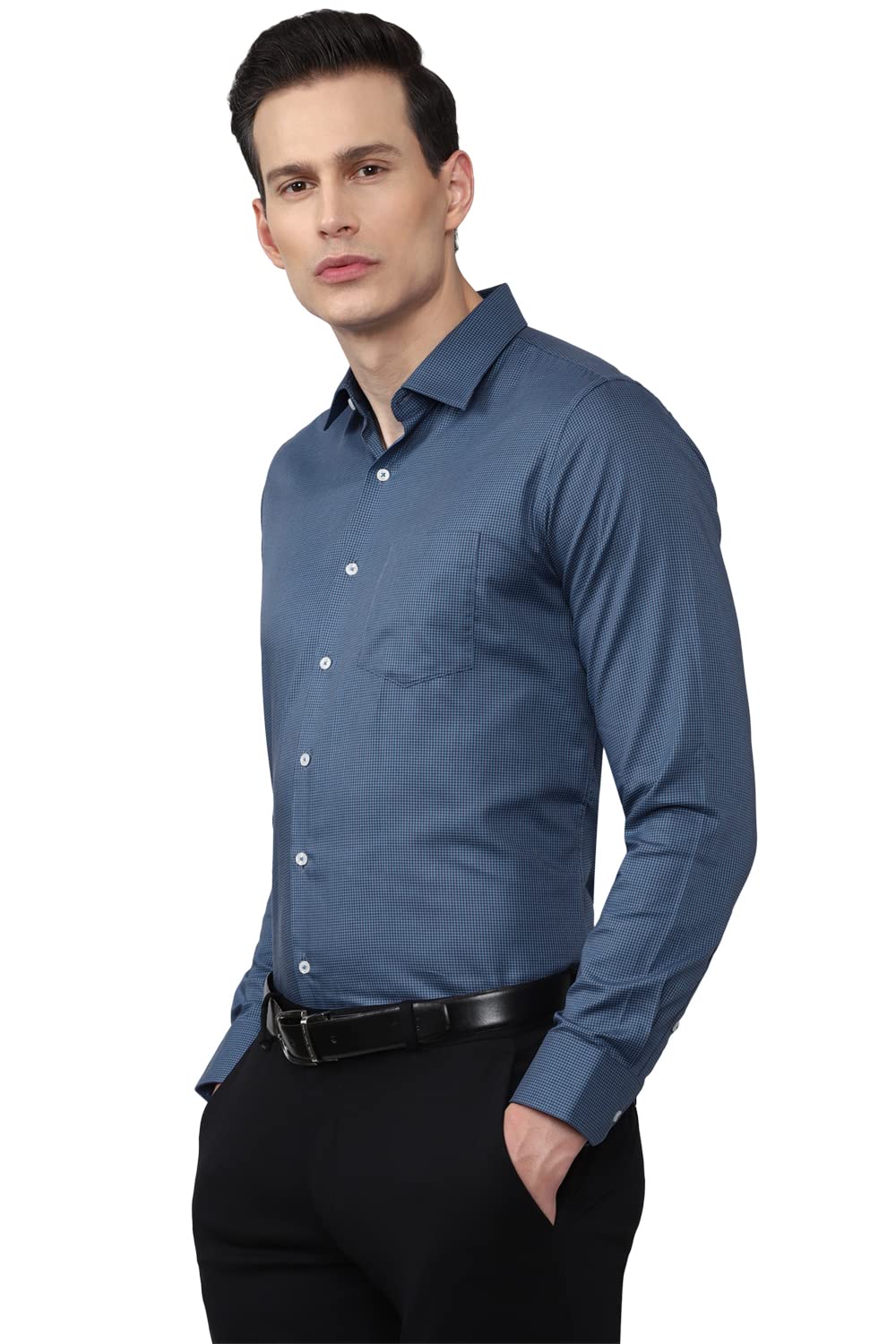 Van Heusen Men's Slim Fit Shirt (VHSFRSLB447781_Navy 42)