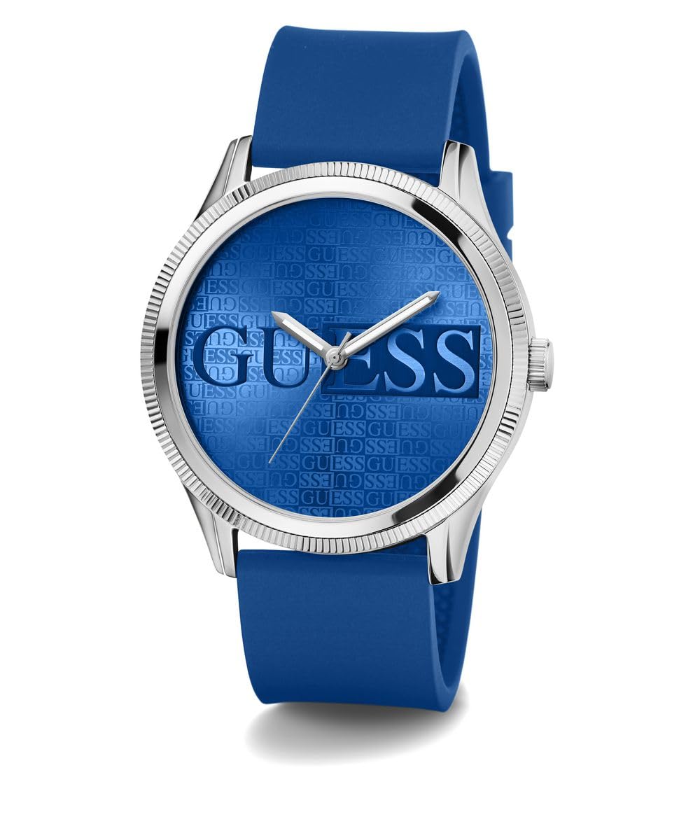 GUESS Mens Silicone Analog Blue Dial Watch-Gw0726G1, Band Color:Blue