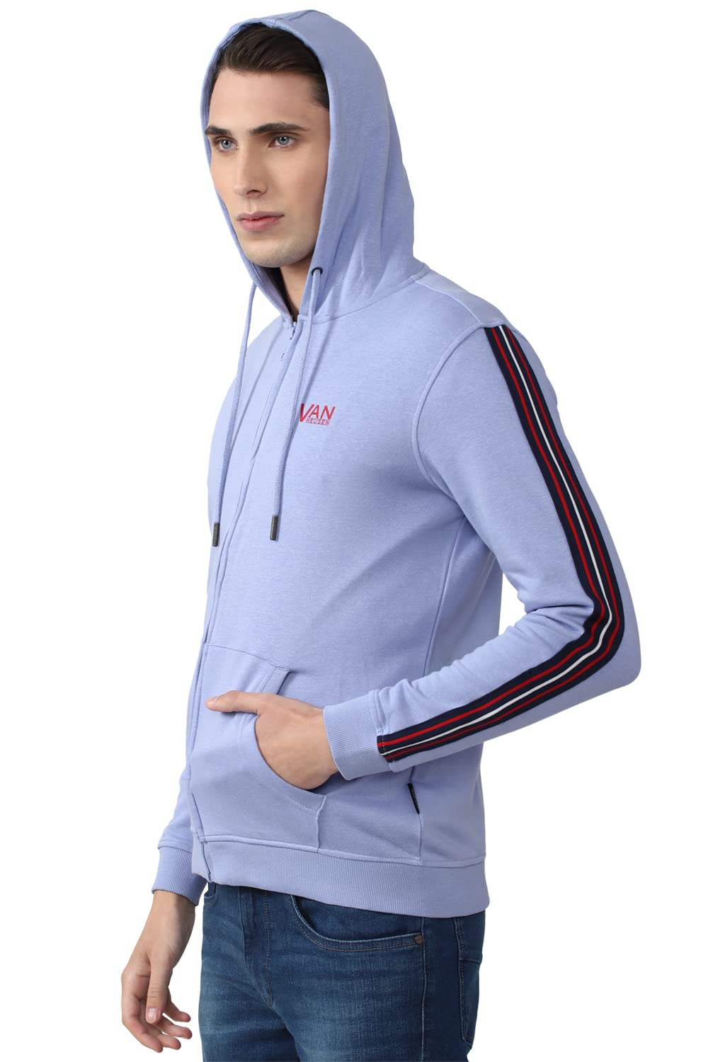 Van Heusen Cotton Blend Men's Regular Hooded Neck Sweatshirt Light Purple