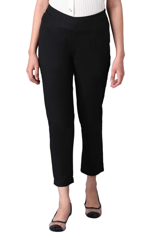 W Cotton Blend Strechable Slim Pants for Women | Cotton Blend Slim Pants for Women | Trousers for Women | W for Woman