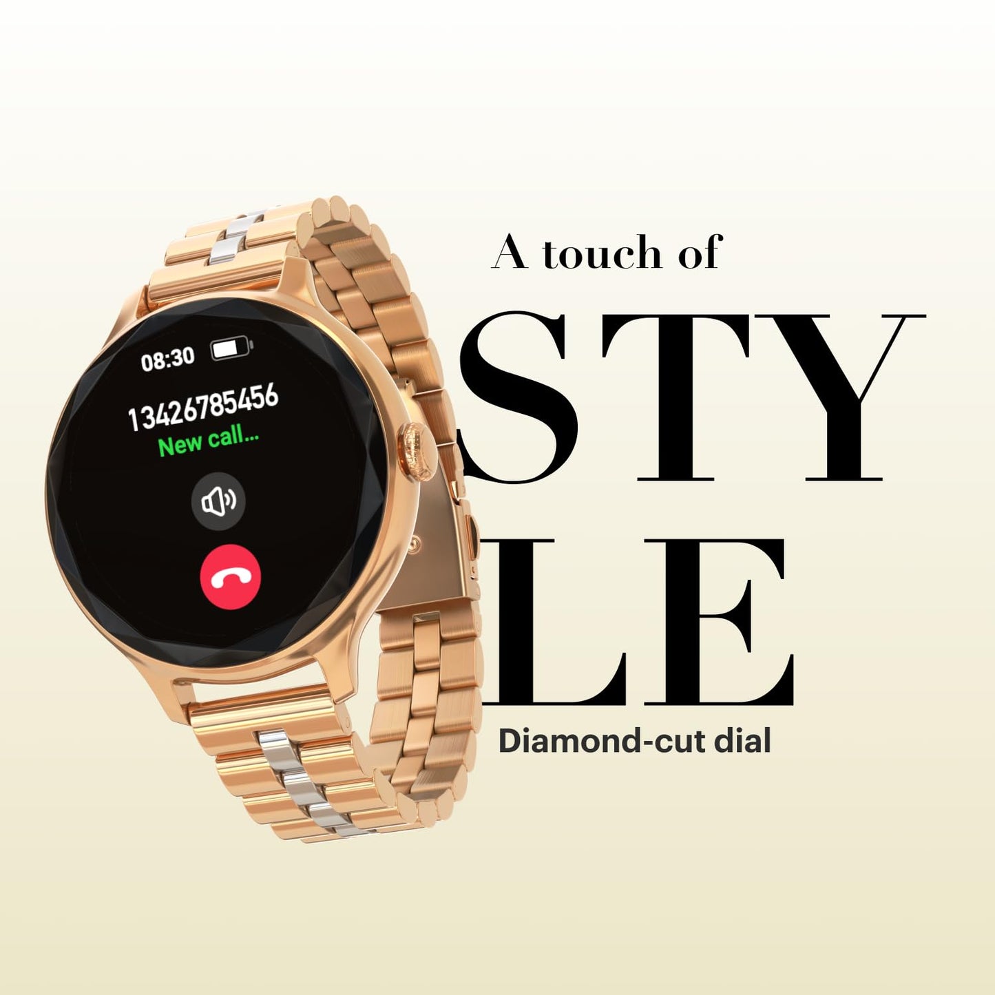 Noise Diva Smartwatch for Women with Diamond Cut Dial, Glossy Metallic Finish, AMOLED Display, New Metal Straps, 100+ Watch Faces, Female Cycle Tracker Smart Watch for Women (Metallic Rose Blend)