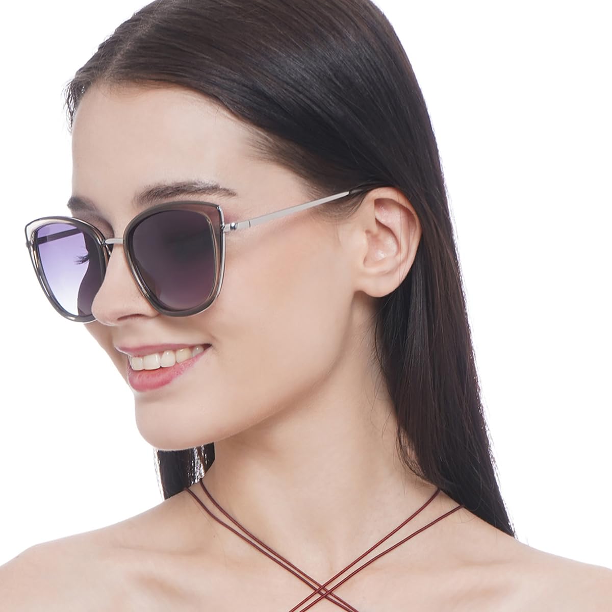 Carlton London Silver Toned UV Protected Cateye Sunglasses For Women