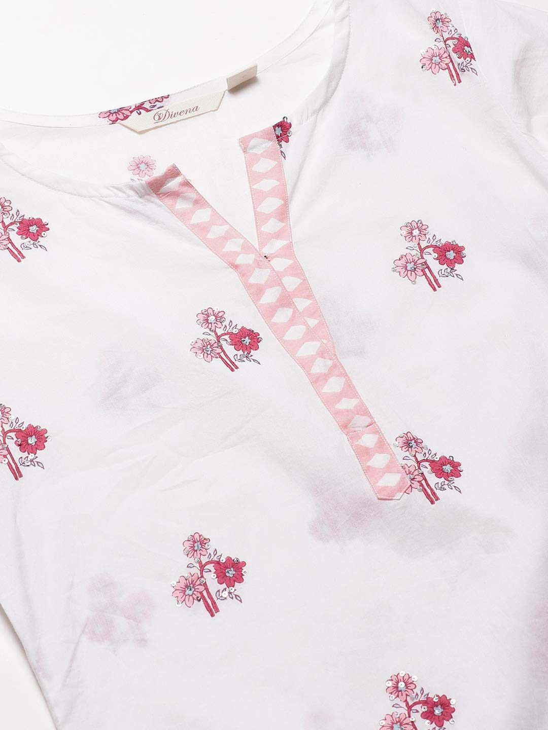 Divena Women's Plus Size Cotton Kurta, Sharara and Dupatta Set (White, 52) DK0541-7XL