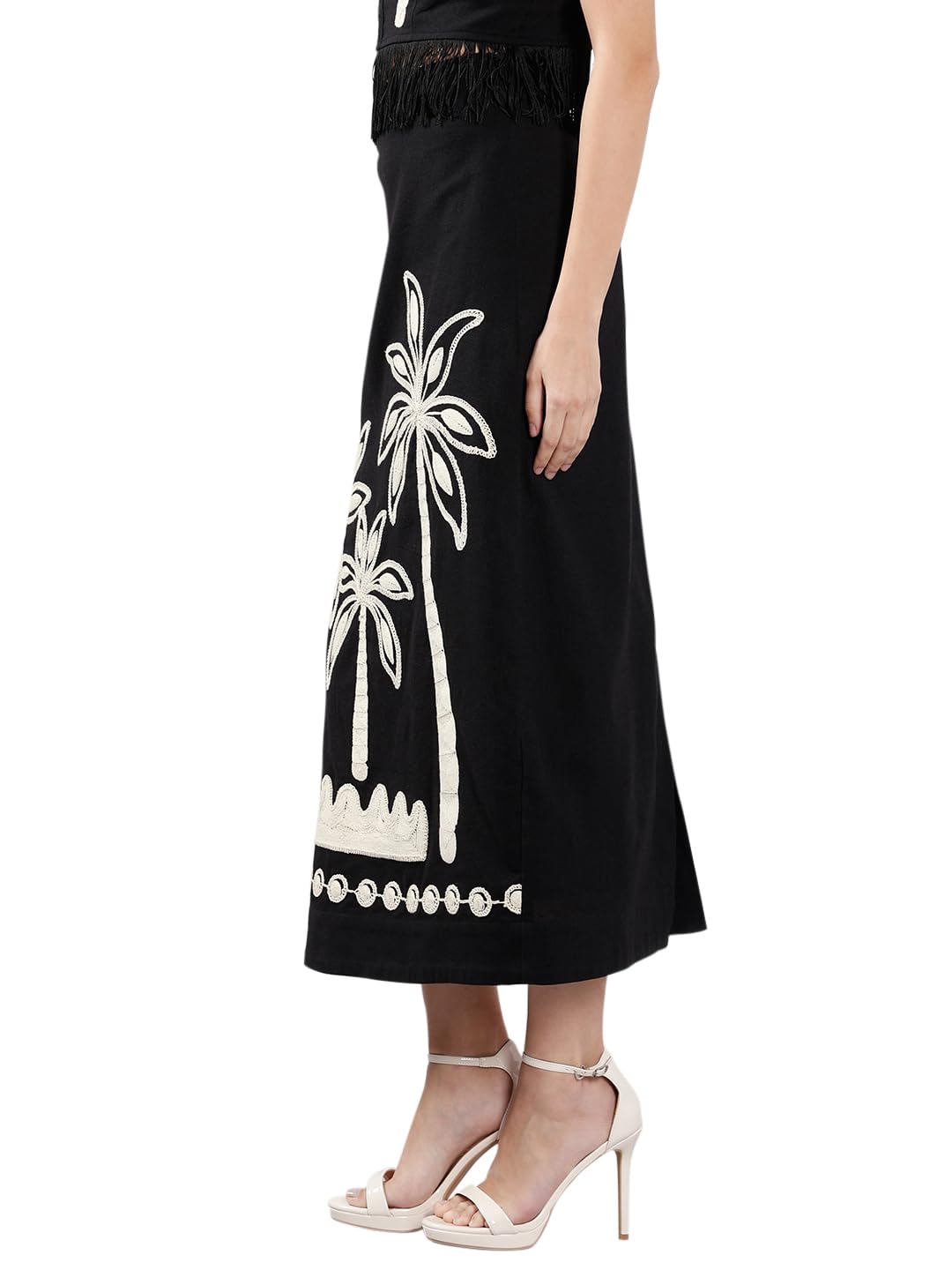 VERO MODA Women's High Rise Black A-Line Skirt
