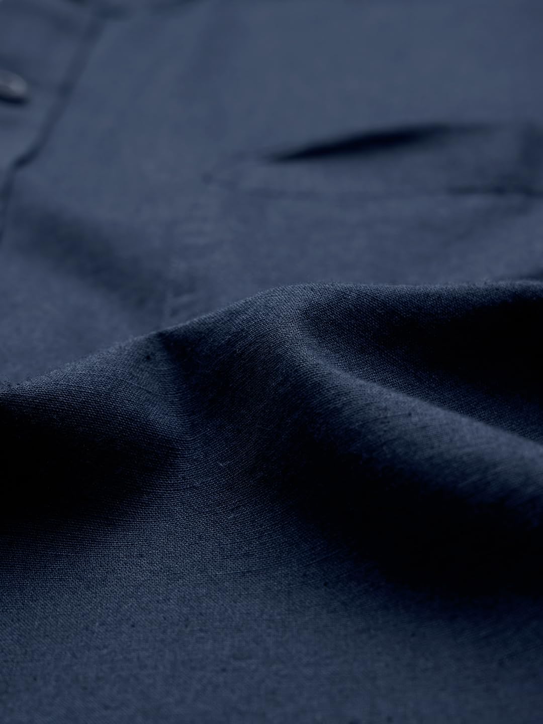 The Souled Store Navy Blue Men and Boys Long Sleeves Mandarian Collared Neck Button Front Regular Fit Cotton Linen Shirts