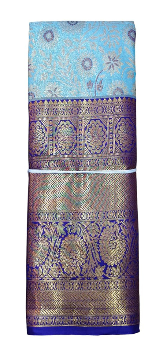 VFCollections Women's Kanchipuram Silk Pure Pattu Sarees With Blouse (VFC601-2)