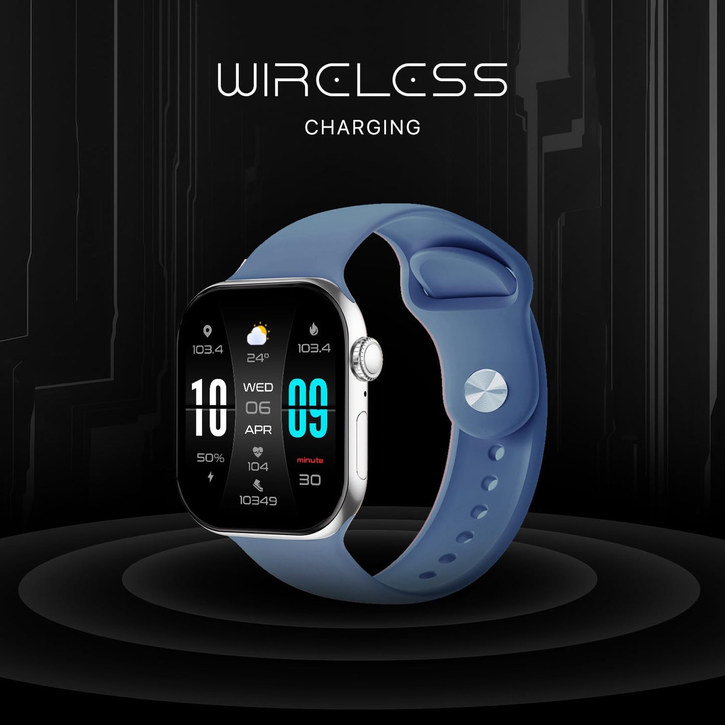Fire-Boltt Ring X Smartwatch 2.01” Display with Always On Display, Bluetooth Calling, Wireless Charging, AI Voice Assistant, 100+ Sports Modes, Health Suite, 500+ Watchfaces (Blue S)