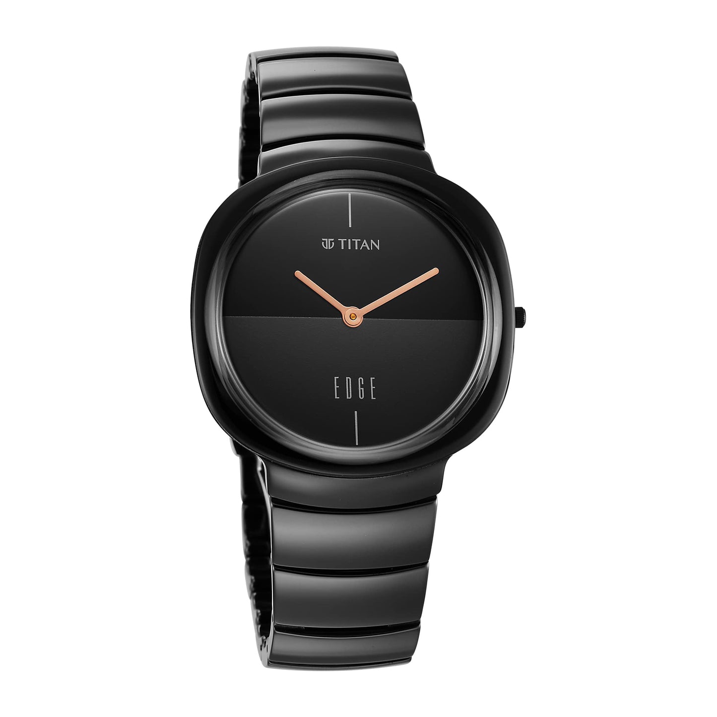 EDGE Titan Squircle Quartz Analog Black Dial Black Ceramic Strap Unisex Watch - NT1841NC01