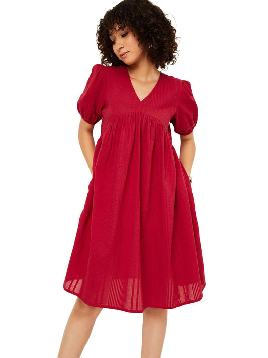 Max Women's Cotton Classic Midi Dress (SA52003B_RED