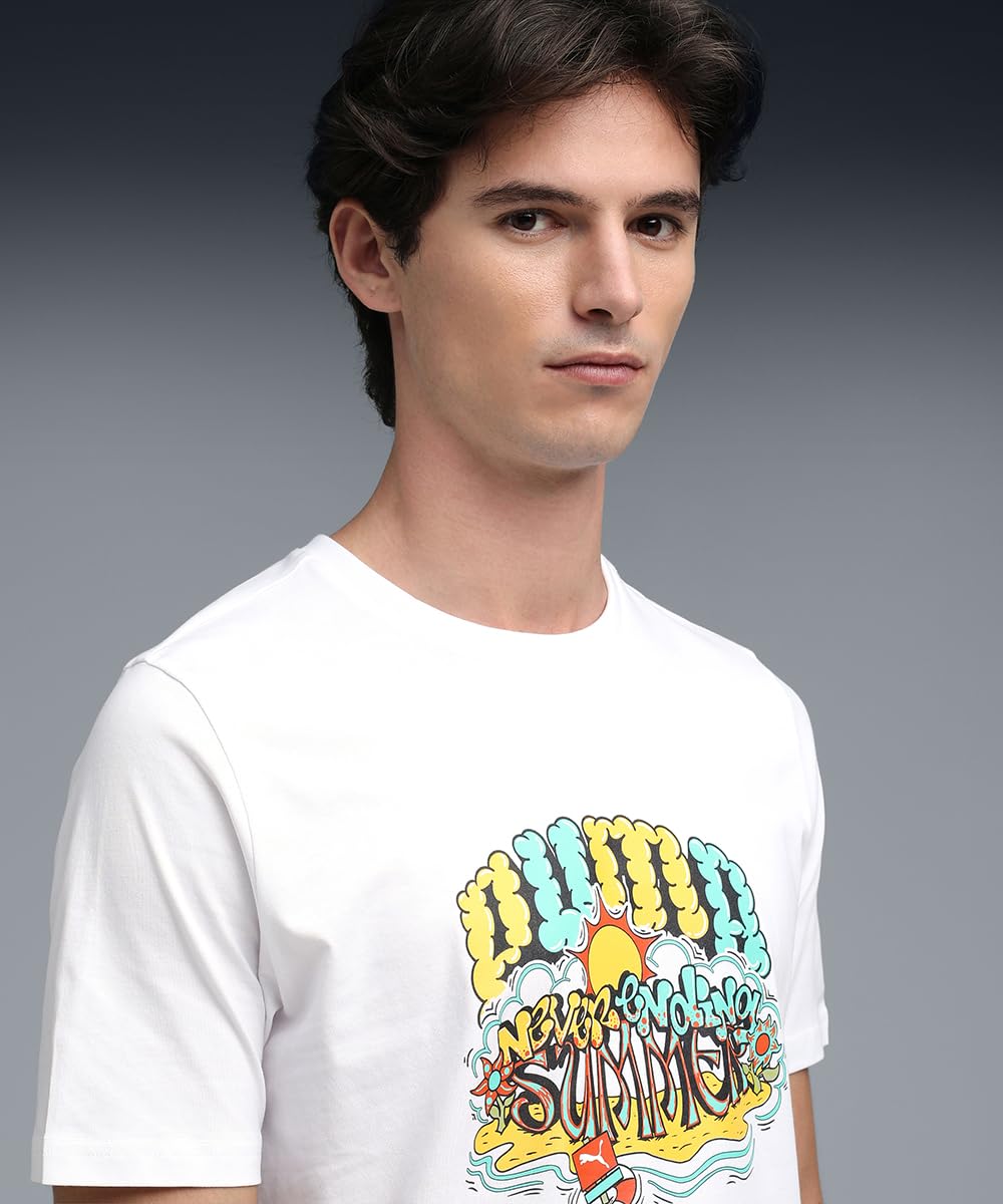 PUMA , Men, GRAPHIC Front Print Tee, White, M, (63517102)