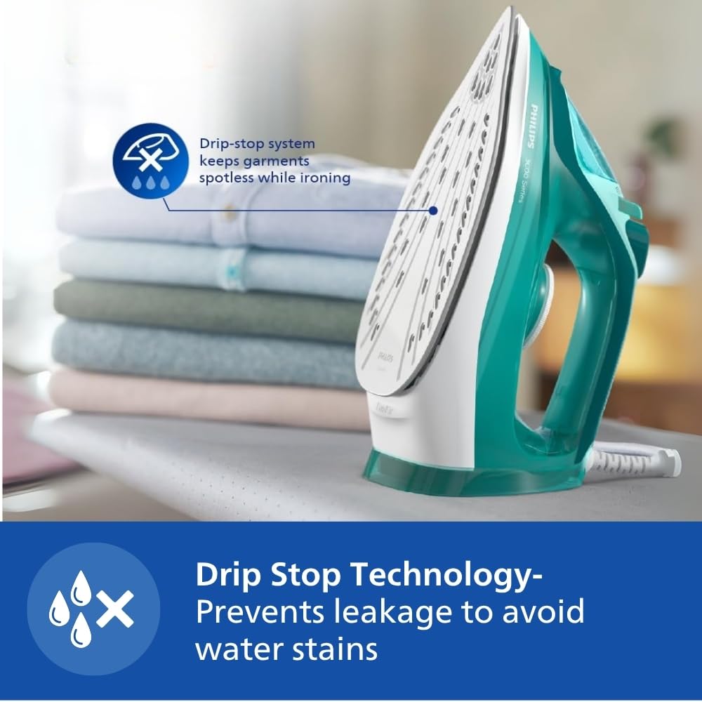 Philips Speed Pro DST3030/70 Steam iron 2400 W Green World's No.1 Ironing brand, 40g/min Steam with 180g Steam Boost Ceramic Soleplate with Auto Shut-off & Drip Stop Technology, Large 300ml Water Tank