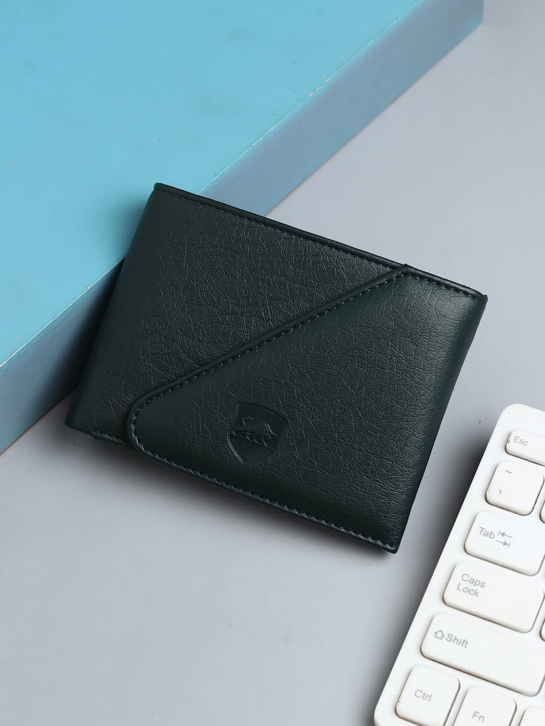 SAMTROH Edge Cut Design Artificial Leather Wallet for Men | 3 Card Slots I 2 Currency & 2 Secret Compartments I 1 Id Card Slot & Coin Pocket (Green)