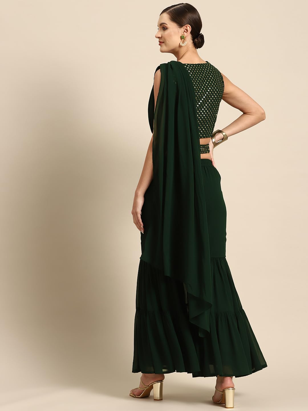Libas Women's Georgette Saree (34709_Green)