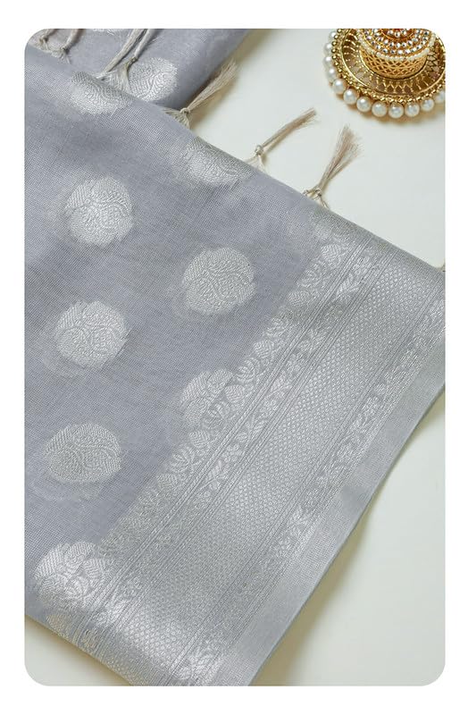 Soch Womens Grey Polyester Zari Woven Dupatta