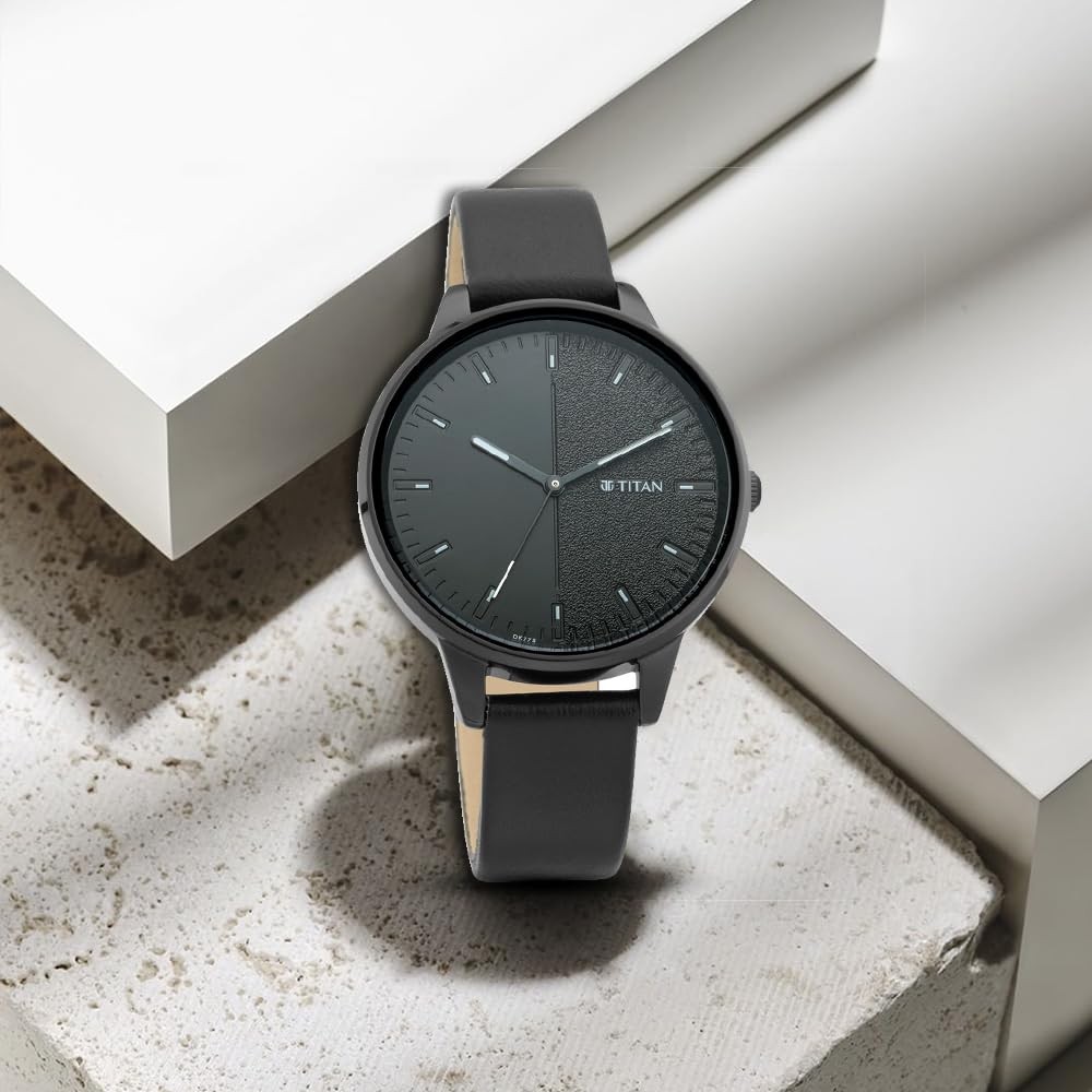 Titan Women's Precision Simplicity Analog Watch: Black Gradient Dial with Leather Strap-NS2648NL01/NT2648NL01