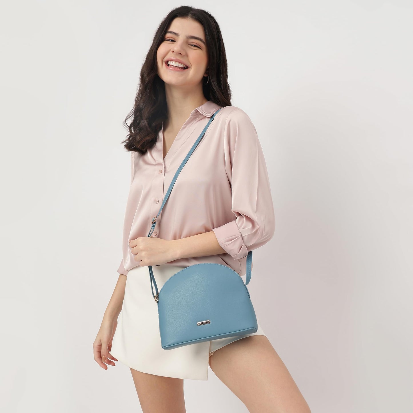 Fastrack Sling Bag For Women | Faux Leather Sling With Adjustable Belt and Quick Access Pocket | Zip Closure and Spacious Interior | Trendy Handbags, Blue