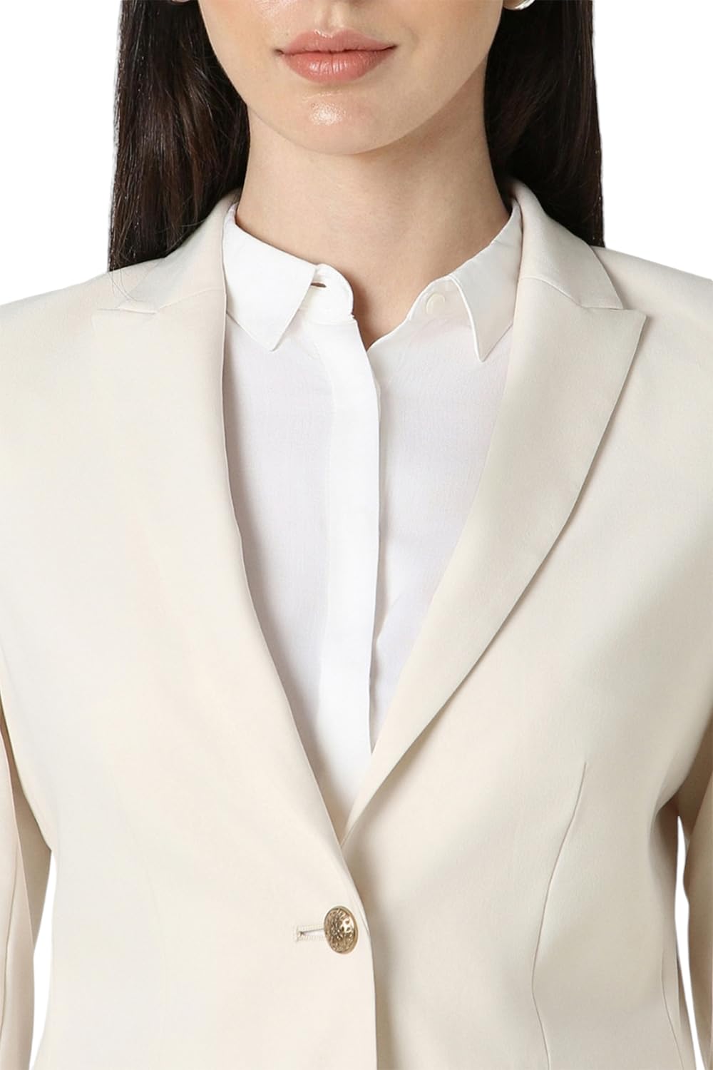 Van Heusen Women's Blazer (VWBZFRGFT38674_Cream