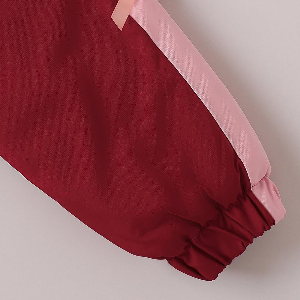 Hopscotch Girls Raglan Sleeves Maroon Colour-Block Bow Applique Jacket (3-4 Years)