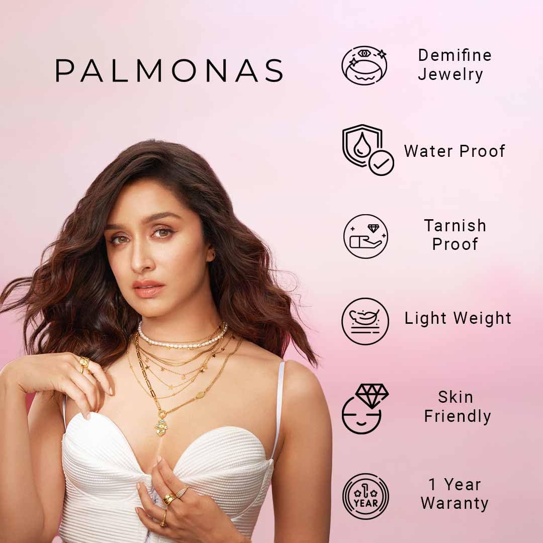 PALMONAS Golden Orb Necklace & Earring Jewellery Set For Women - Gift For Women & Girls, Gold Plated Drop Earring & Necklace