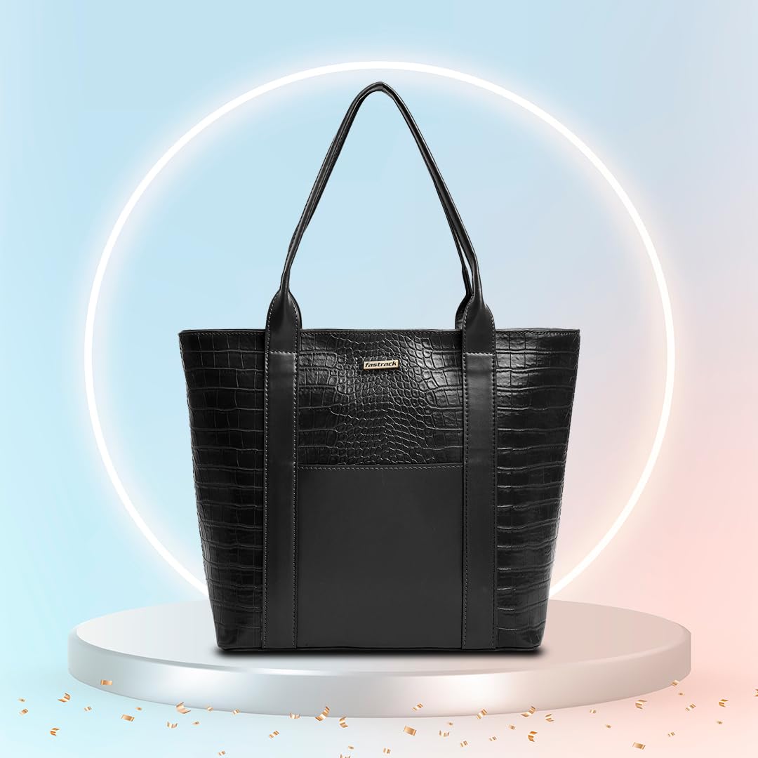 Fastrack Chic Textured Tote Bag for Women | Stylish Casual Bag for Ladies, Women, Girls | Trendy Everyday College Bag Made of Faux Leather